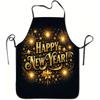 A Happy New Year Holiday Print Apron, Durable and Easy To Clean, with an Adjustable Waistband, Made of Polyester. Suitable for Kitchen Cooking, Garden