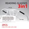 2PCS 3-in-1 Progressive Reading Glasses - Anti-Blue Light Multifocal Lenses for Near & Far Vision +1.0 To +3.0 Diopter