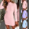 Autumn Winter Women's Long Sleeve Bodycon Sweater Dresses Turtle Neck Sweaters