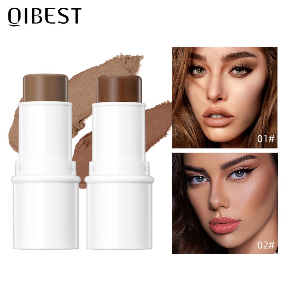 QIBEST бронзатор для макияжа лица, крем-румяна, оттенок, контурный макияж, косметический хайлайтер, бронзатор, ручка, женский осветитель для лица, 7,2 г
