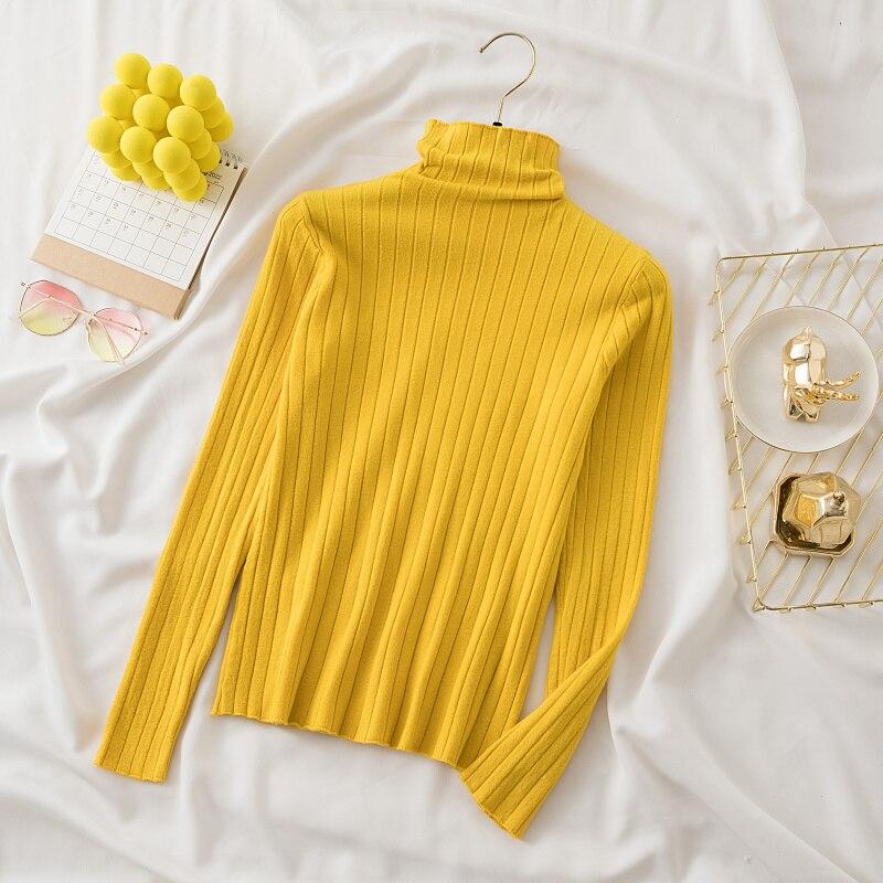 2023 зимний полосатый топ с высоким воротом, осенний модный тонкий однотонный пуловер с длинными рукавами, женский вязаный свитер, белый трикотаж 28733