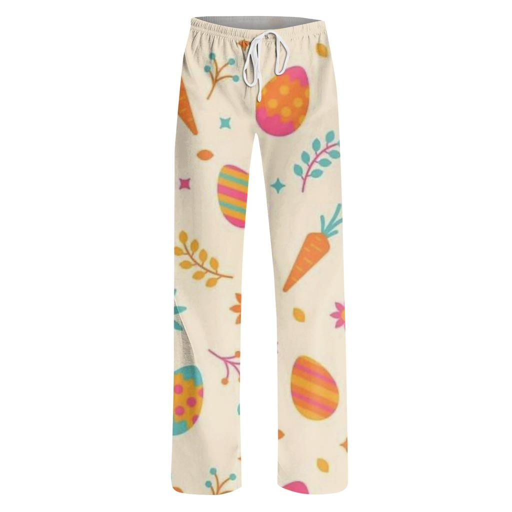 Женские модные свободные повседневные брюки с пасхальным принтом