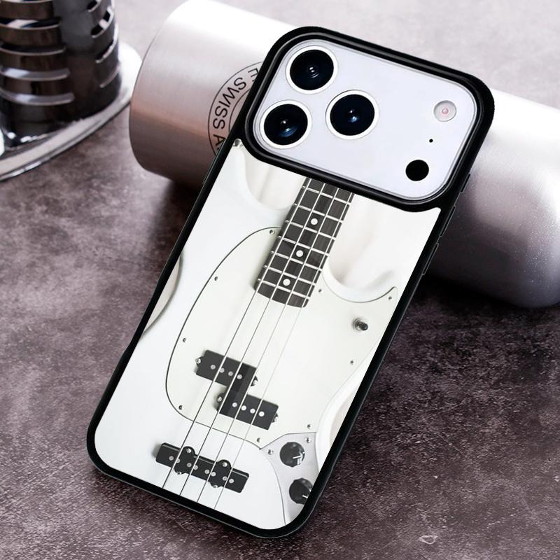 White Bass Guitar Music Phone Case For iPhone 17,16e,15,14,13,12,11,Mini,Pro,MAX soft Silicone Cover
