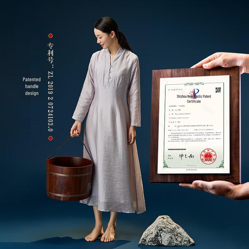 Деревянная ванночка для ног из груши яомей с кожаной ручкой