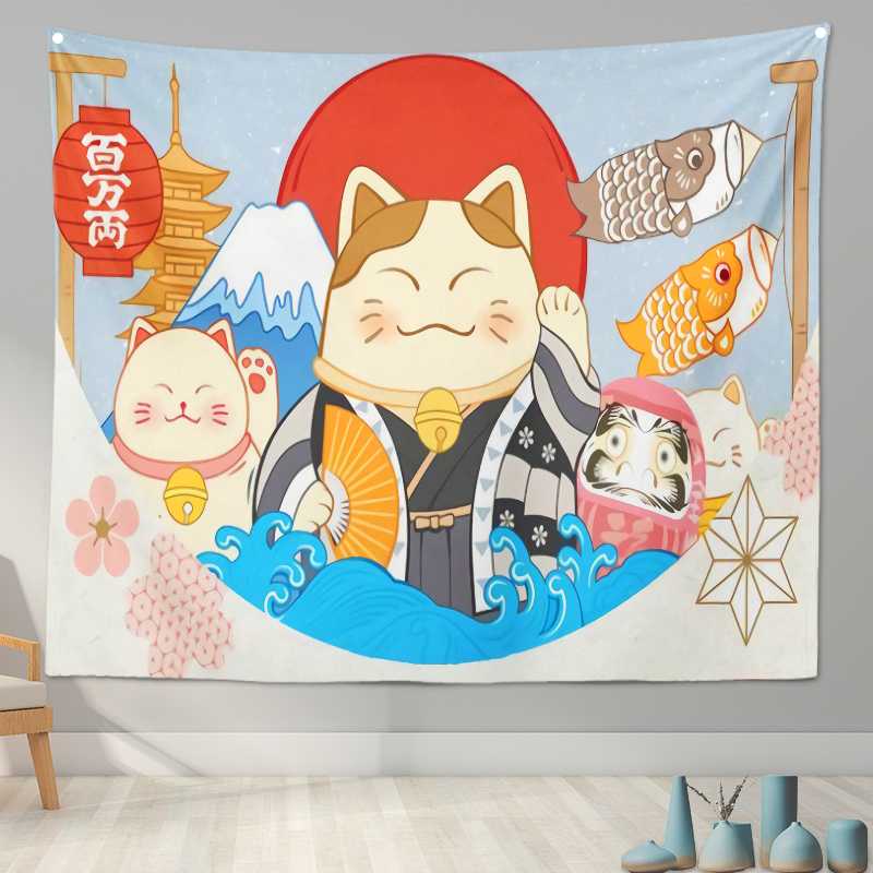 Укиё-э японский гобелен с принтом, настенная ткань, подушка для спальни, подвесное украшение для дома, гостиная, фоновая ткань, тапиз