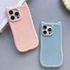 Модный однотонный чехол с кошачьими ушками для IPhone15 13 12 11 14 Pro Max Plus, мягкий силиконовый чехол из ТПУ с защитой от падения, задняя крышка