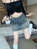 Summer Retro Blue Short Denim Skirt Women High Waist Fashion A-line Mini Skirts Female Slim Pockets Y2k Streetwear Jeans Skirt