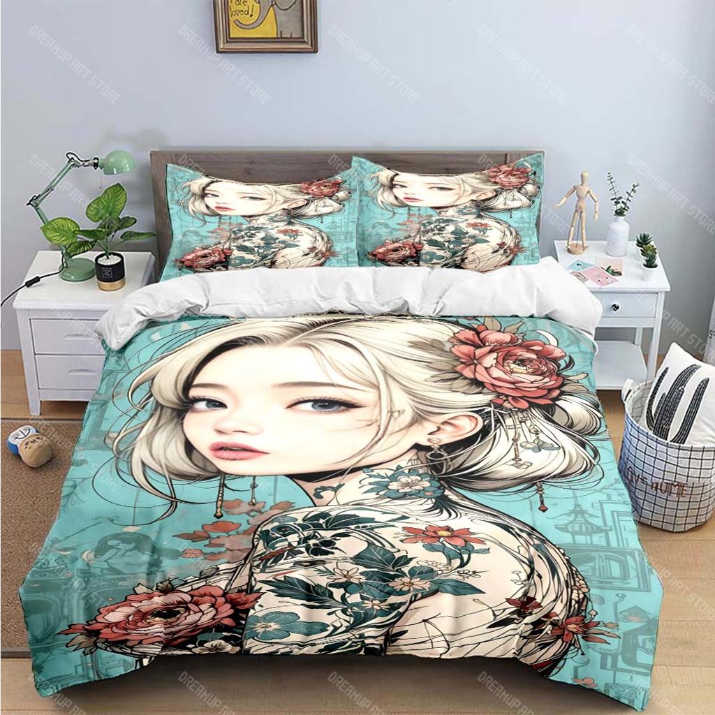 Модные Сексуальные Аниме Принт Комплекты Постельного Белья Постельные Принадлежности Комплект Пододеяльник Комплект Одеяла Комплект Постельного Белья Подарок для Взрослых