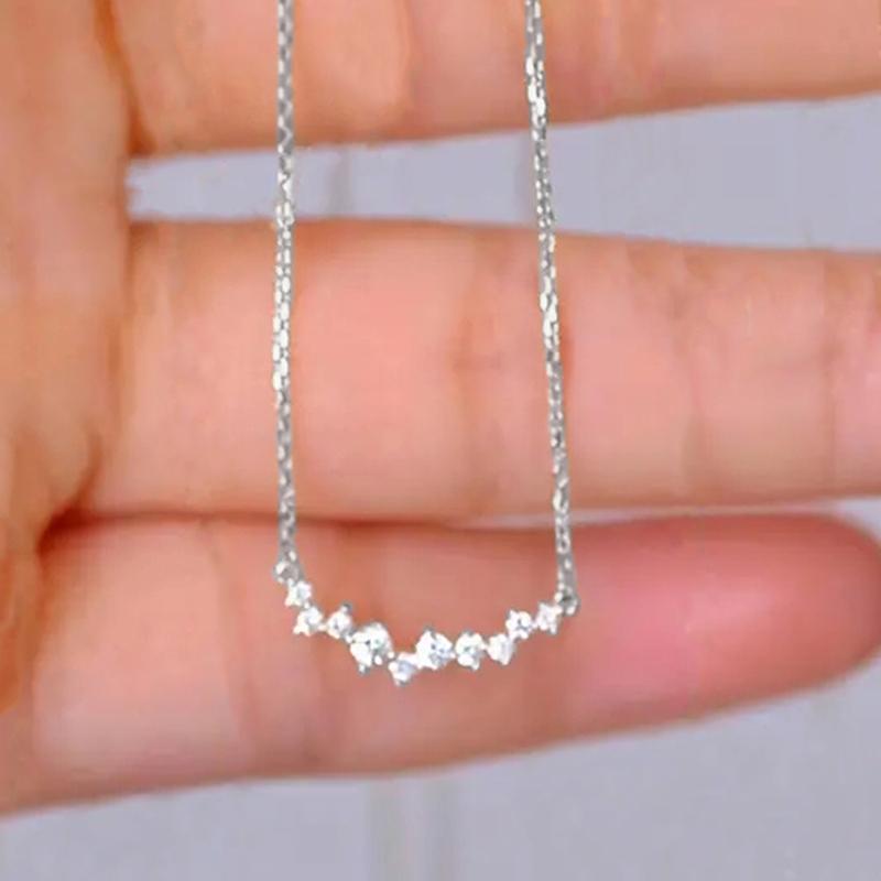Simple Stylish Women's Pendant Necklace with Dazzling Small Cubic Zirconia Daily Wear Statement Jewelry Hot