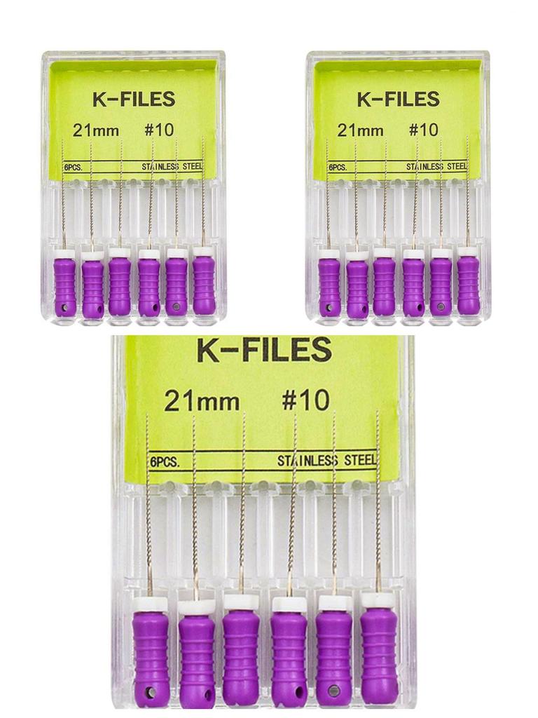 3boxes,6Pcs/Box Dental K Files 21mm/25mm Hand Use Files Stainless Steel Root Canal Files Dentistry Endodontic Instruments