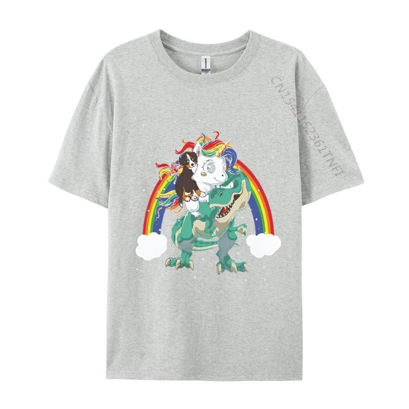 Fashion Casual Tshirt Bernese Mountain Unicorn Riding Dinosaur Tshirts Loose Fitting Brothers Mens Tshirt