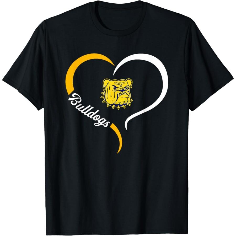 Wauconda Bulldogs Logo Half Heart Slogan HS T-Shirt
