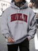 Brooklyn New York Printed Sweatshirt Men Harajuku Comfortable Hooded Fashion Soft Hoodies Autumn Fleece Warm Clothes
