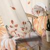 Thanksgiving Fall Pumpkin Leaves Sheer Curtains For Living Room Bedroom Tulle Curtain For Kitchen Voile Curtain Blind Panels