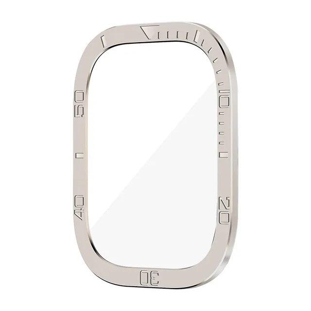 Защитная пленка для экрана для Apple Watch Ultra 49 мм, аксессуары для корпуса, металлическая рамка + закаленное стекло для iWatch Ultra 2, кольцо безеля 49 мм