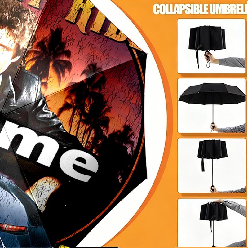 Custom Name Personalized Knight Rider Print Umbrella, Auto Open Close, 8‑Rib Sturdy Frame, Commute Camping Hiking Use, Birthday Gift