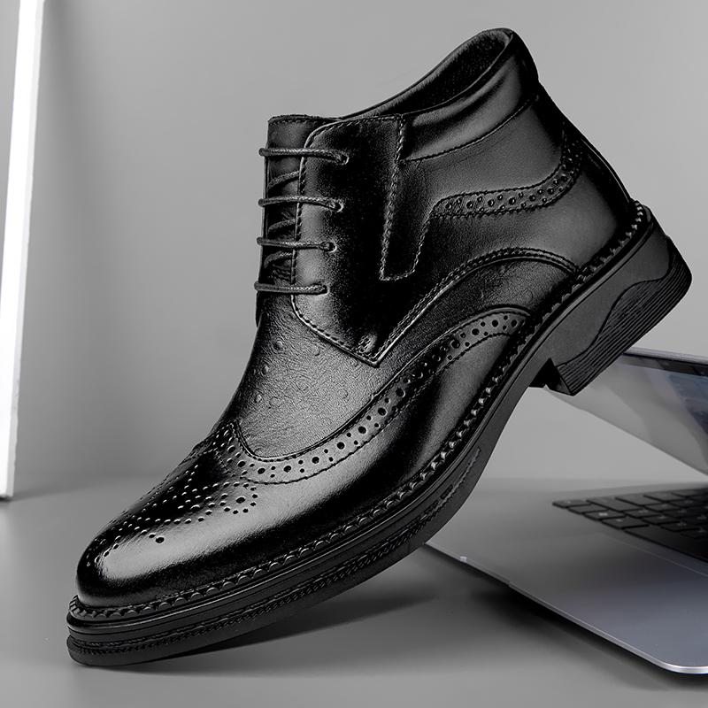 Модные мужские ботильоны высшего качества Новое поступление Элегантные мужские броги Роскошная формальная обувь Классические зимние плюшевые сноубутсы