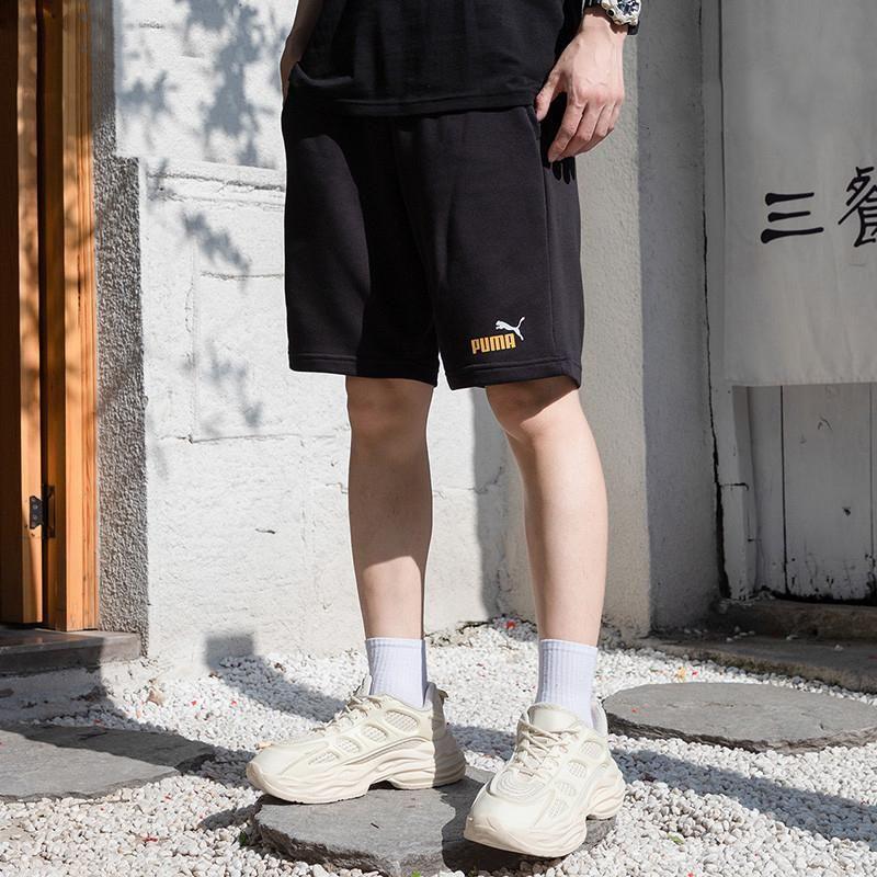 Puma Однотонные свободные прямые спортивные шорты мужские шорты черные 675753-91