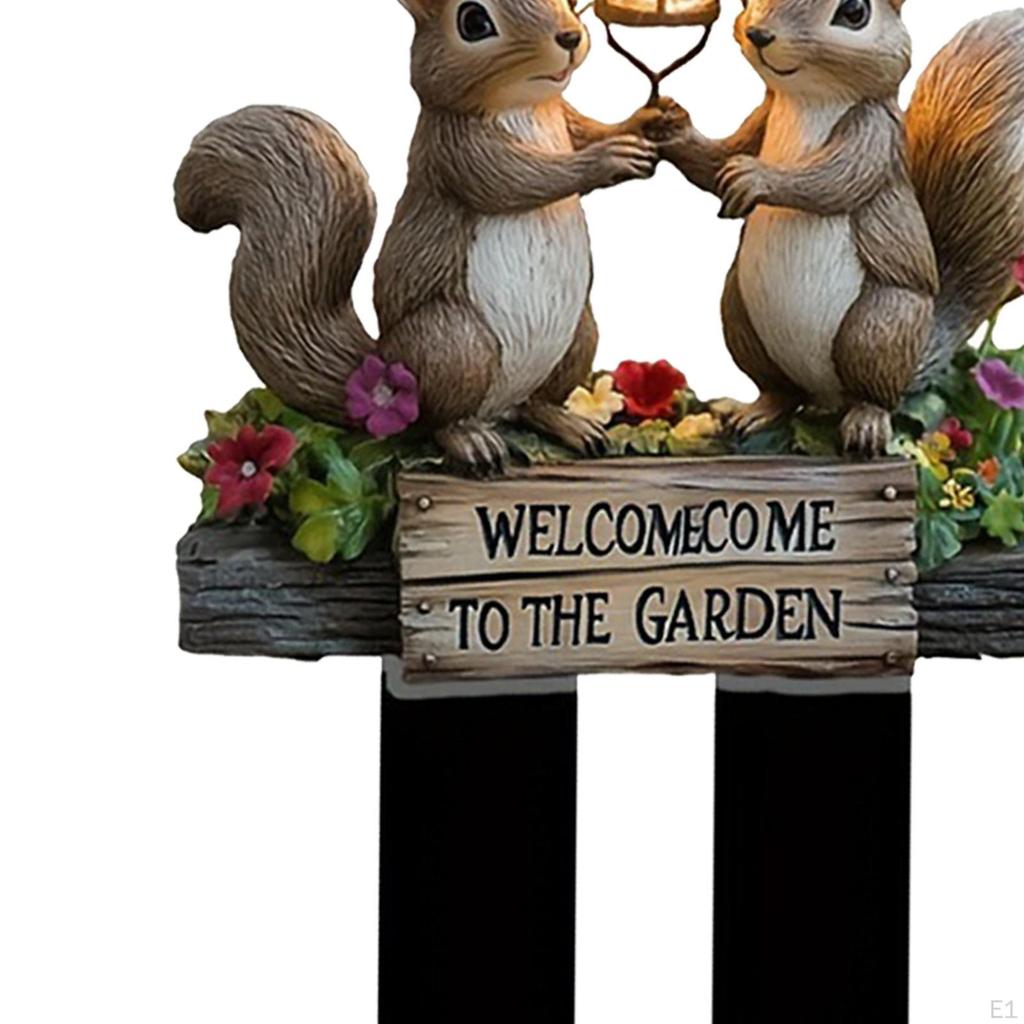 2D Flat Two Squirrels Welcome To The Garden Stake Decorative 6.5x10inch Accessories Versatile Patio