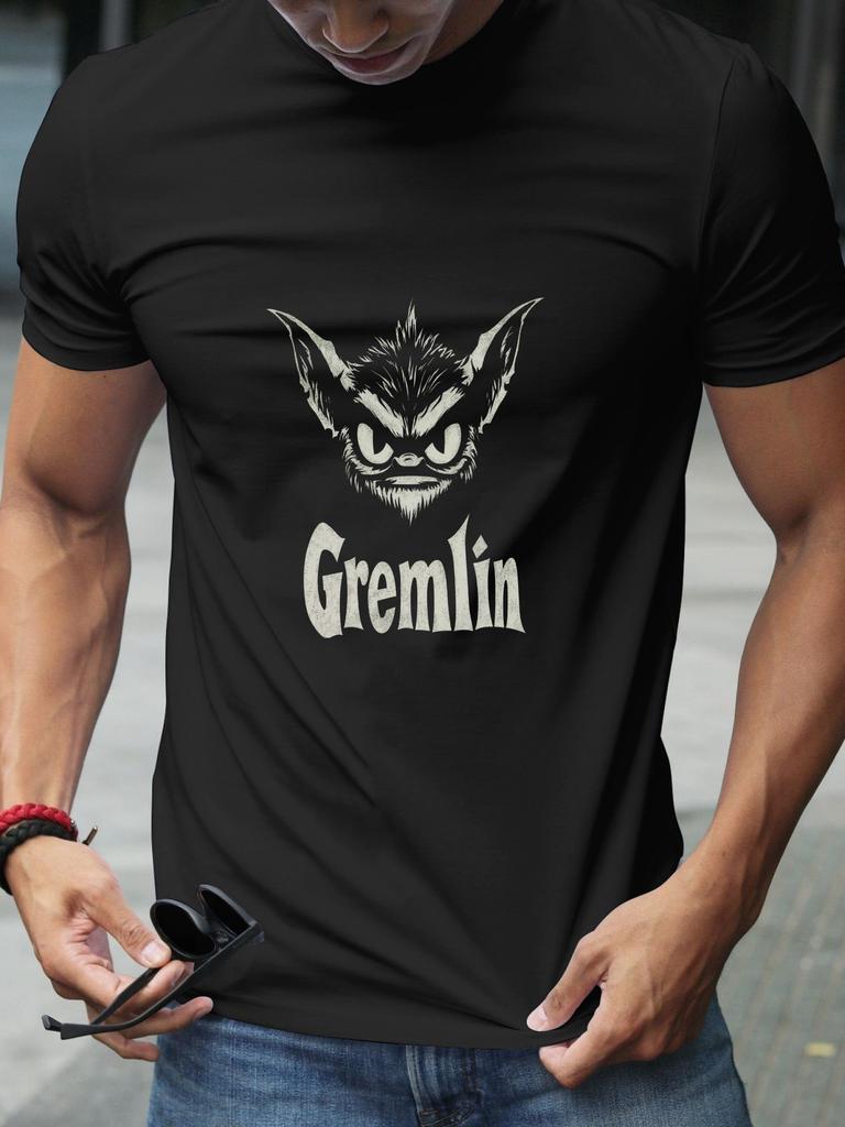 Gremlin Logo Grunge Style T-shirt - 180g Cotton Crew Neck Short Sleeve