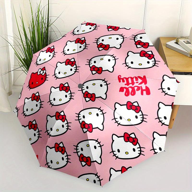 1pc Hello Kitty Pattern Pink Background Umbrella with Plastic Handle,Suitable for All Seasons Home Travel Outdoor UmbrellaSanlio610
