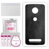 apgo Protective Skin Sticker for the Back Compatible with Motorola Moto Z2 Play, Wrap Film, Foil, Vinyl - Pattern Black Leather