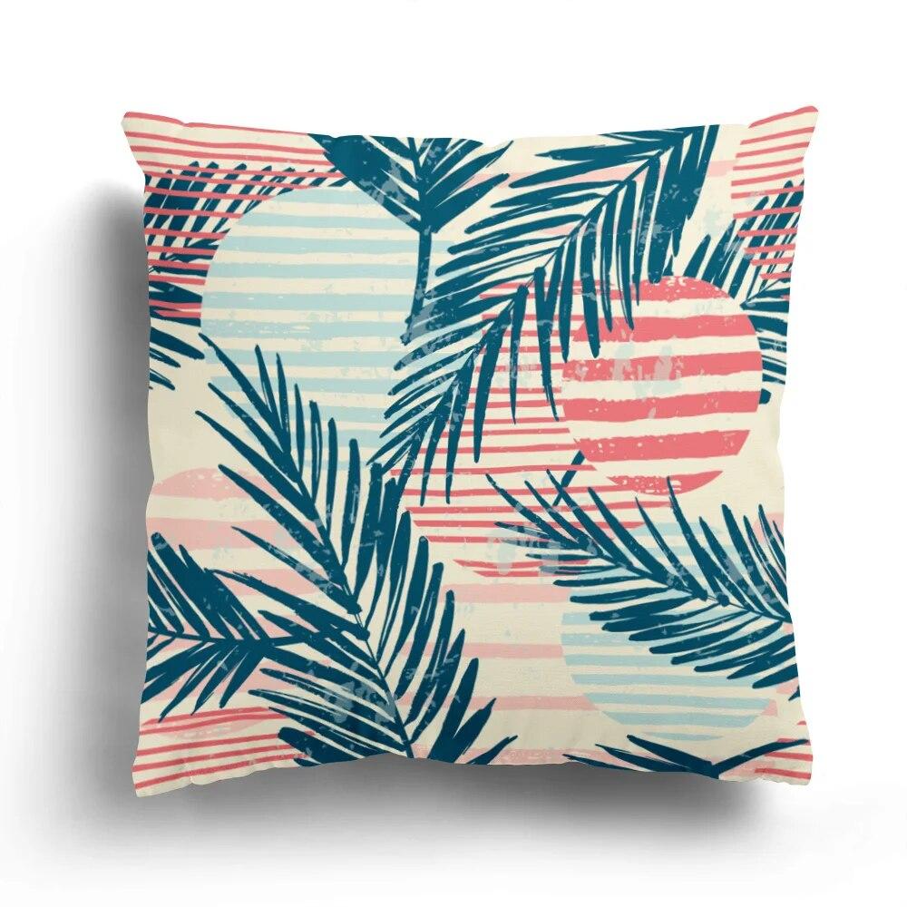 Fashion Pillowcase Bedroom Cushion Cover Home Decoration Sofa Green Plant Colorful Leaf Flower Series