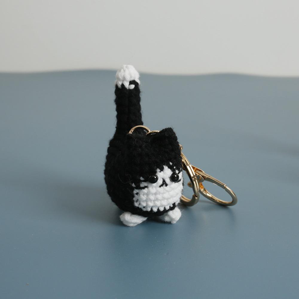 Knitting Doll Crochet Kitten Keyrings Animal Cat Key Chain Creative Handwoven Cat Pendant For Gift
