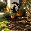 Spooky Pathway Markers for Parties Solar Halloween Witch Pumpkin Moon Garden Stake Light, Waterproof on Crescent Lights with Lantern, Outdoor LED Yard