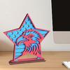 4th of July Desk Sign Star Shape Wooden Ornament Patriotic Table Centerpiece Tiered Tray Decor for Independence Day Home Office Decoration