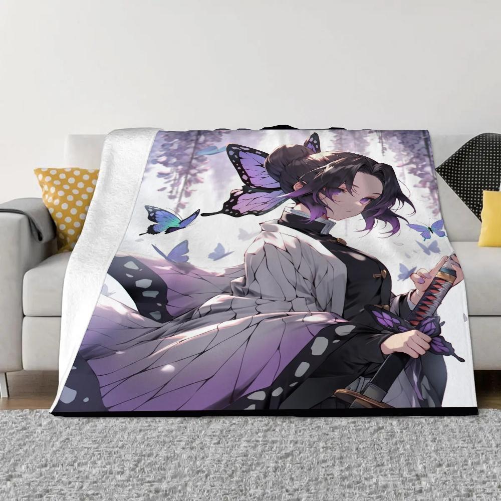 Мягкие пушистые одеяла Kochou Shinobu для декоративного дивана, вязаное пледное одеяло для дома и украшения, постельное белье из микрофибры, пляжное полотенце