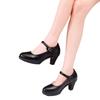 Fashion French Style High Heels Women's Comfortable Thick Heel Buckle Flag Dress Soft Bottom Single Shoes round Toe Mid Heel Summer