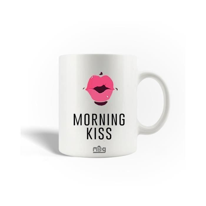 Mug en Céramique - MANIACASE - Morning Kiss - 30cl - Blanc - Compatible lave-vaisselle