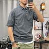 Американское ретро однотонная летняя футболка-поло с коротким рукавом, футболка с лацканами, мужской топ из чистого хлопка с рукавом до локтя