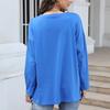 Multi Color Oversized Loose V-neck Solid Color Women's T-Shirts