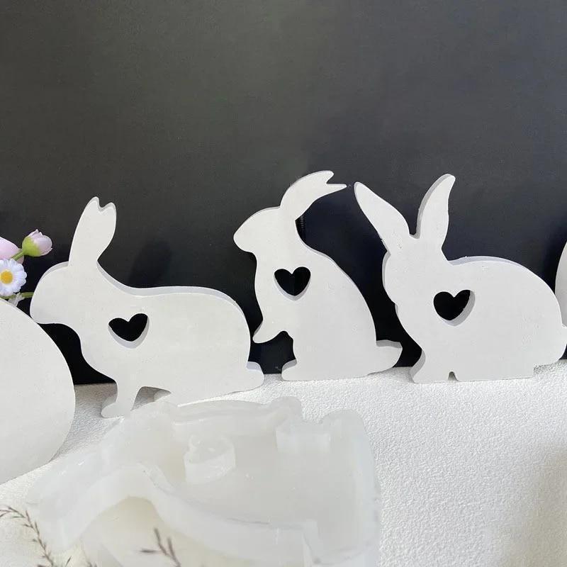 Cute Rabbit Candle Silicone Moulds Gypsum Car Mounted Incense Expanding Gypsum Soap Molds Easter Bunny Aromatherapy Candle Mold