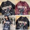 Casual Summer T Shirt With Stitch Pattern Printed Dyeing Cotton Blend For Student Fashion