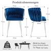 Velvet Chair, Woven Dining Chair, Modern Living Room Armchair, Chair with Vanity Table, Dining Chair with Silver Legs, Two-Piece Set-NAVY