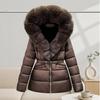 Light luxury big fox fur collar hooded cotton clothes women's medium and long high waist waist thin versatile winter coat brick and mortar store