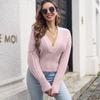 Женский осенне-зимний модный пуловер с вырезом и V-образным вырезом, с заниженными плечами и рукавами на талии, свитер SL