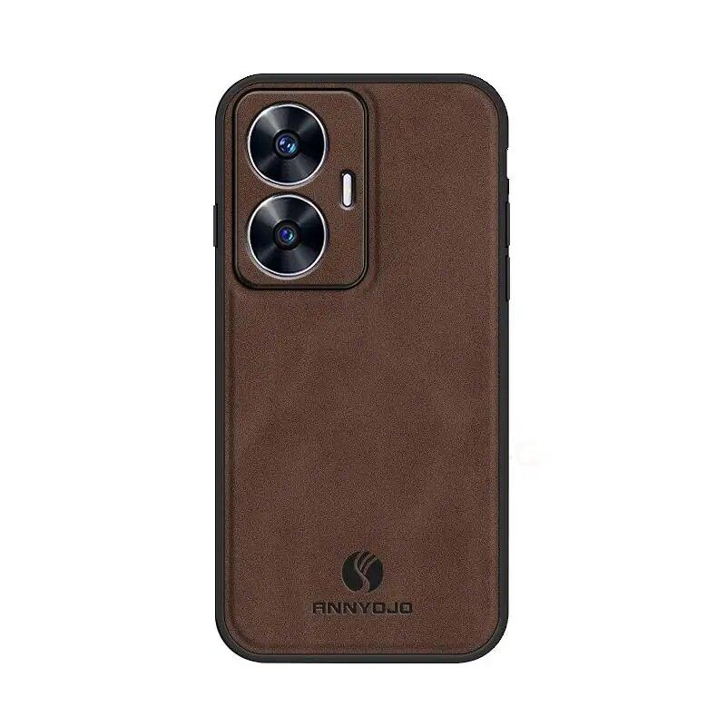 Ретро кожаный чехол из овчины для Oppo Realme C53 C55, роскошный мужской деловой винтажный магнитный чехол на C 53 55
