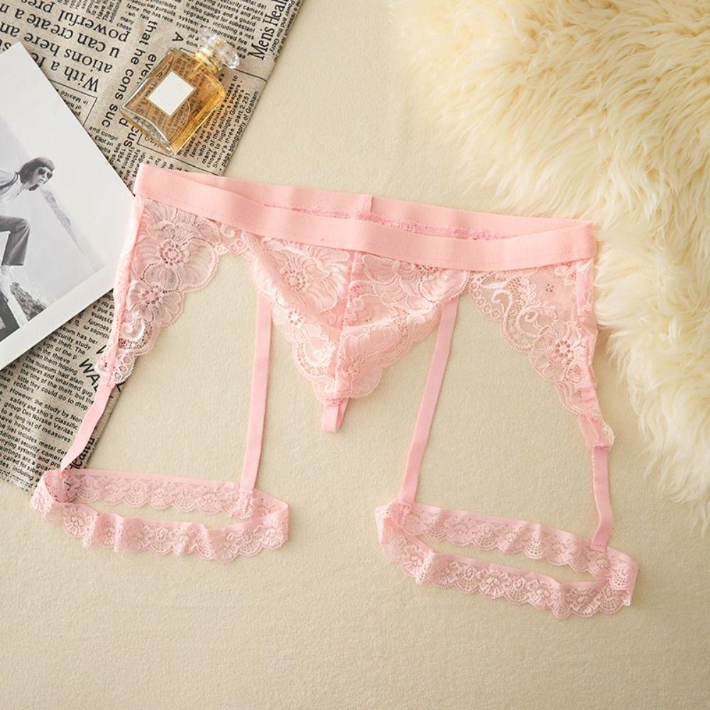 U Convex Lace Flower Panties Solid Color Briefs Soft Men Thong  Valentine's Day