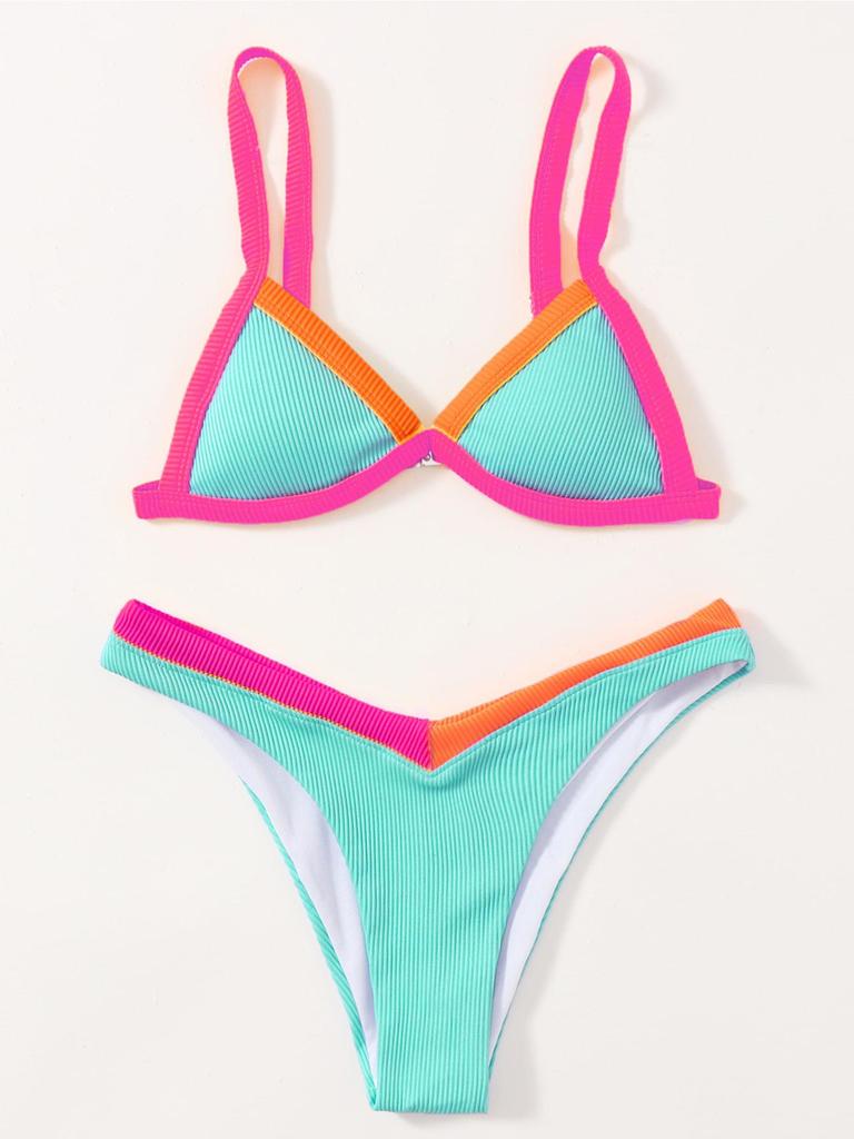 Yi Yong 2024 Сексуальный купальник бикини в стиле пэчворк с цветными блоками Женский купальник