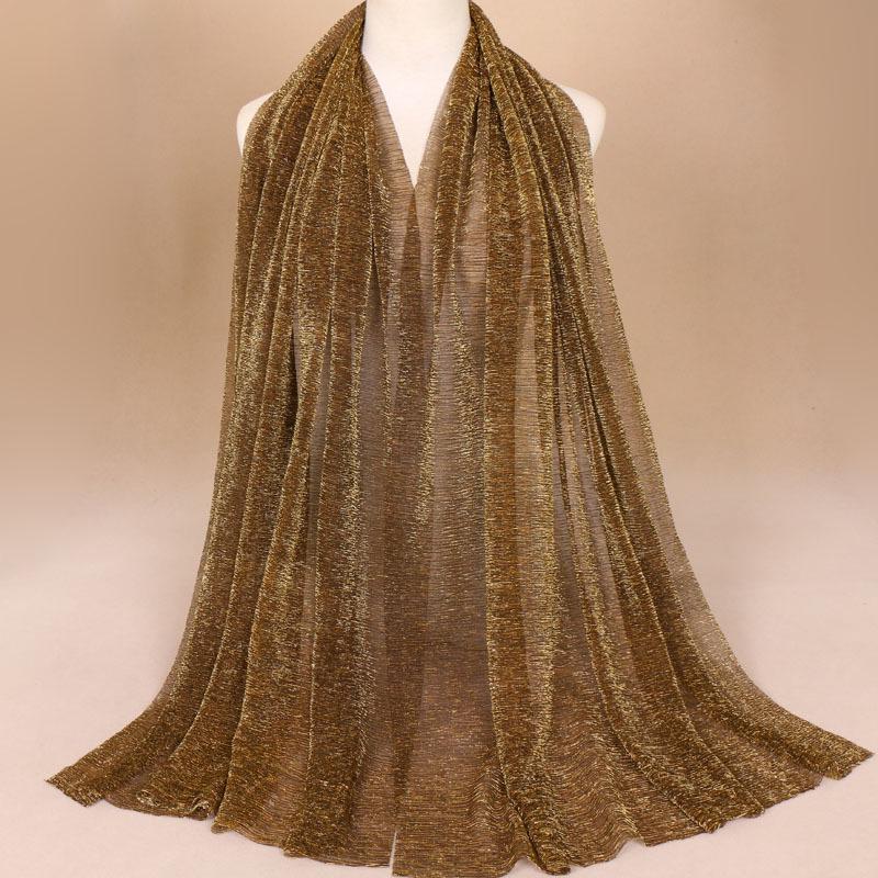 Autumn New Gold Thread Nylon Scarf For Women Girls Solid Color Sunscreen Scarves Soft Foulard Viscose Female Wrap Shawls