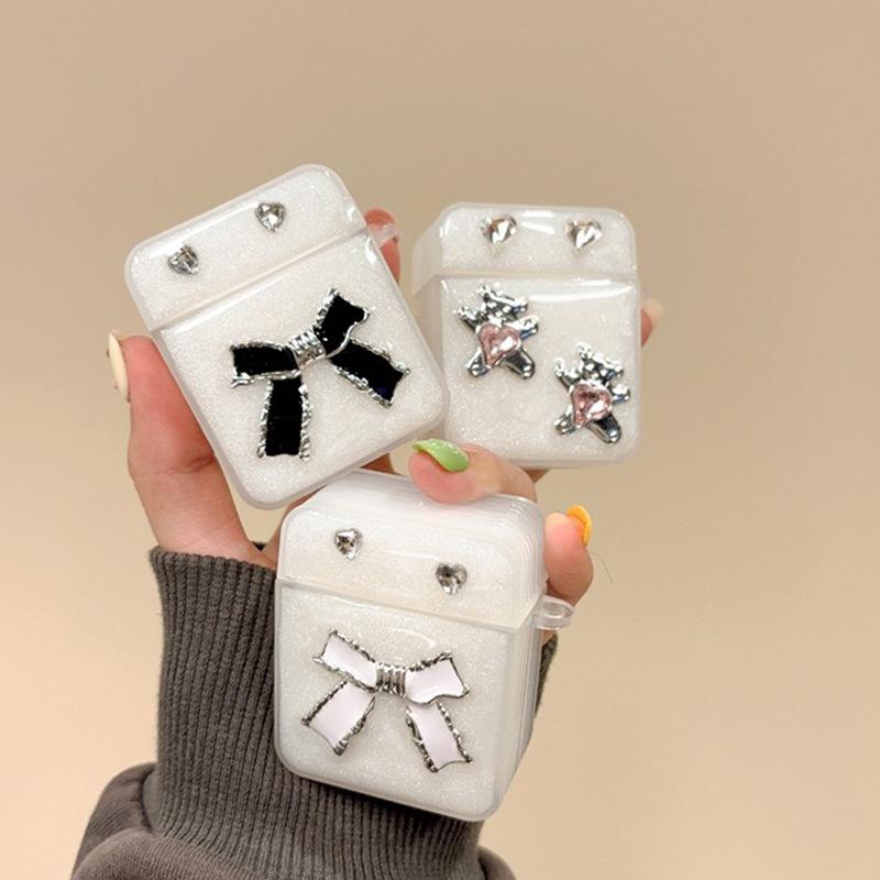 Эпоксидный Бант Со Стразами Чехол для Airpods 3 / 4 Поколения Для Airpodspro2 Беспроводных Bluetooth-Наушников Apple