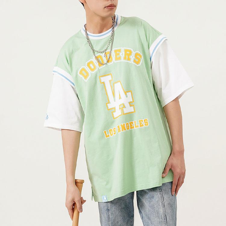 Новая футболка MLB со спущенным плечом, унисекс, светло-зеленая, 3ATSEC823-07KAL