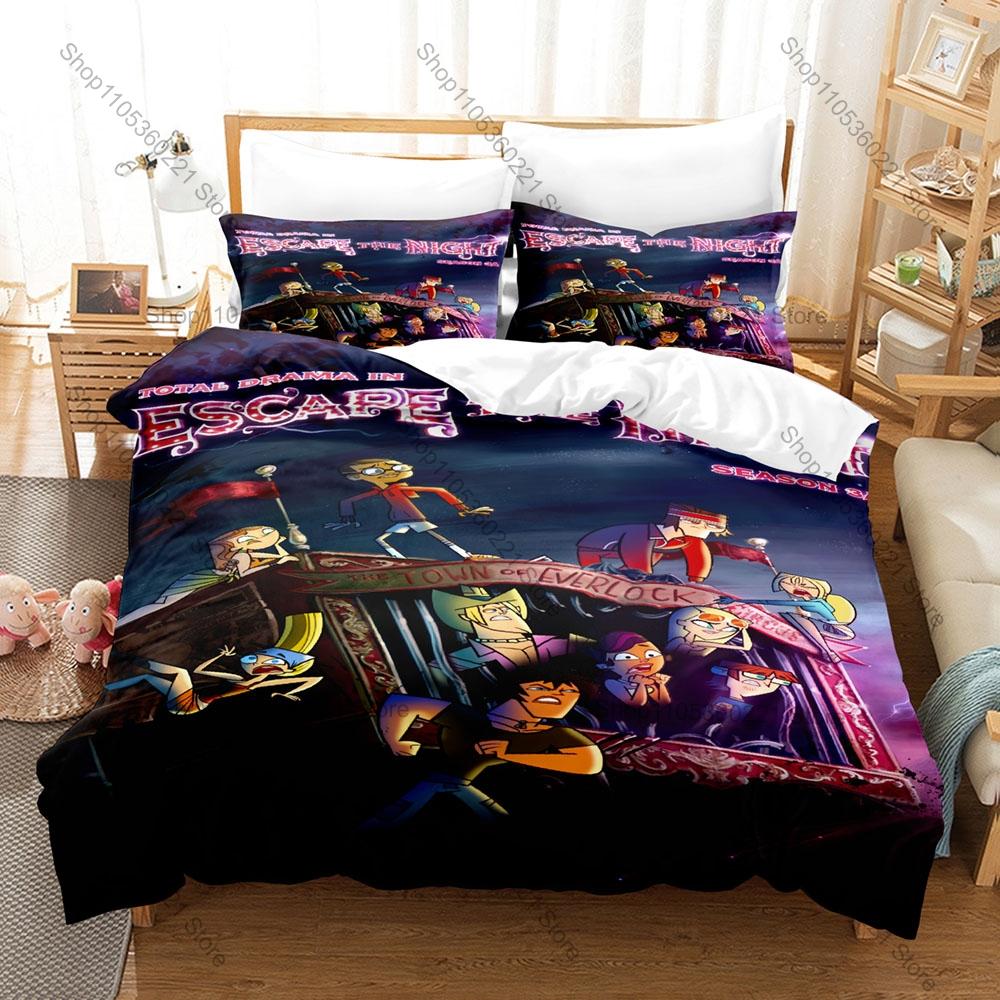 3 In 1 Total Drama Bedding Set Funny Cartoon Adventure Theme Soft Breathable Fabric Bedroom Home Gift