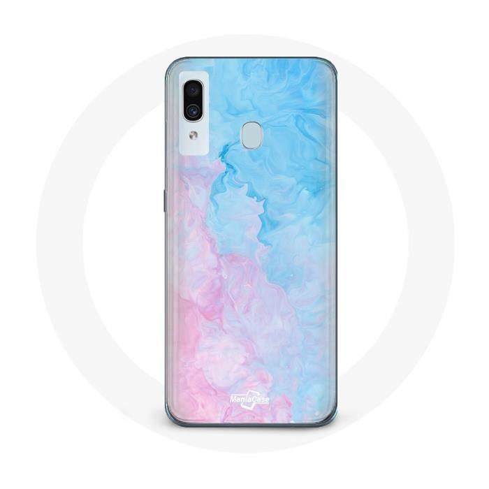 Coque pour Samsung Galaxy A20 Fond bleu rose