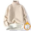 2024 Winter Men Fleece Warm Sweater Men Turtleneck Knit Pullovers Mens Casual Knitted Sweaters Male Solid Color Knitwear Man