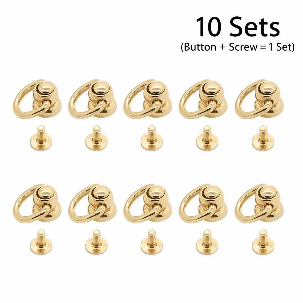 10pcs Matte D Ring Rotatable Stud Rivets Screws Fashion Stud Screw Kit Wallet